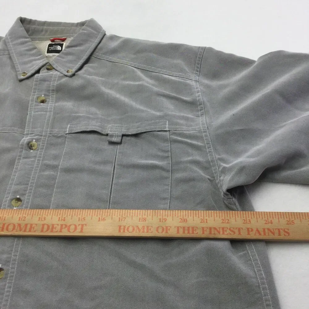 The North Face Shirt Mens 2XL Gray Check Twill Long Sleeve Button Down Casual